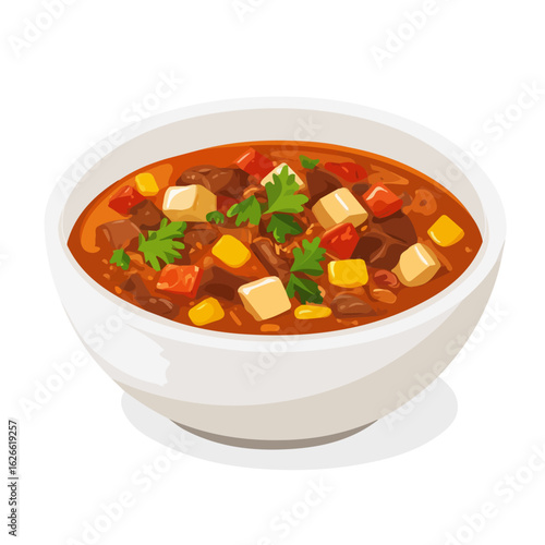 2D flat vector illustration of a Goulash in icon style, isolated on white background