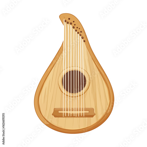 Photos 2D flat vector illustration of a Zither in icon style, isolated on white backgro