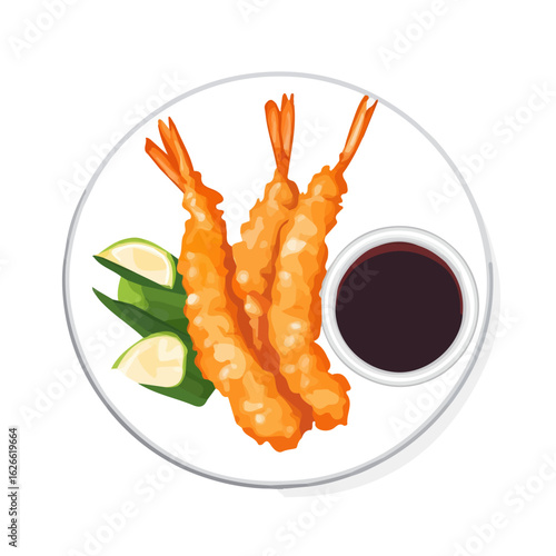 Minimal flat vector of a Tempura, 2D icon-style illustration on white background