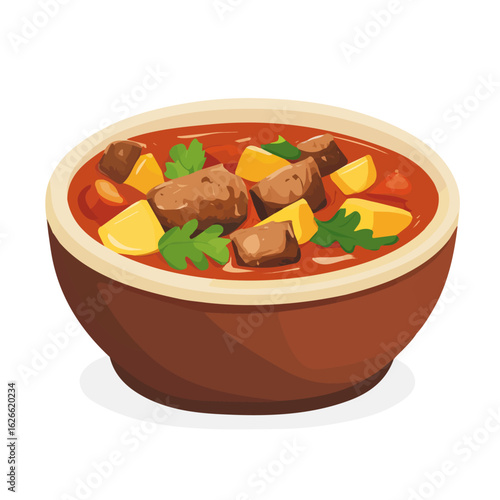 Flat 2D Goulash illustration, vector graphic in icon style, on white background