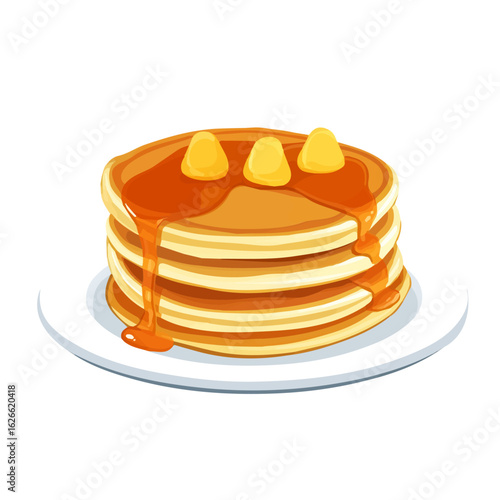 Flat 2D Pancakes illustration, vector graphic in icon style, on white background
