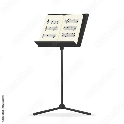 2D flat vector illustration of a Sheet Music Stand in icon style, isolated on white background
