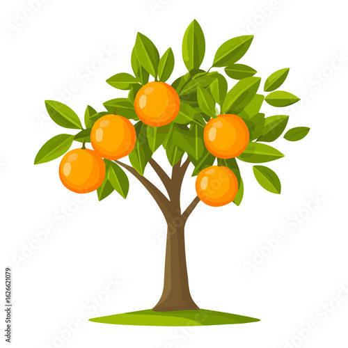 2D flat vector illustration of a Orange Tree in icon style, isolated on white background