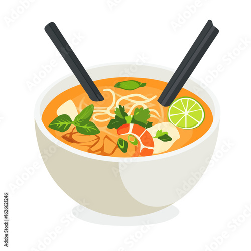 Flat 2D Pho illustration, vector graphic in icon style, on white background