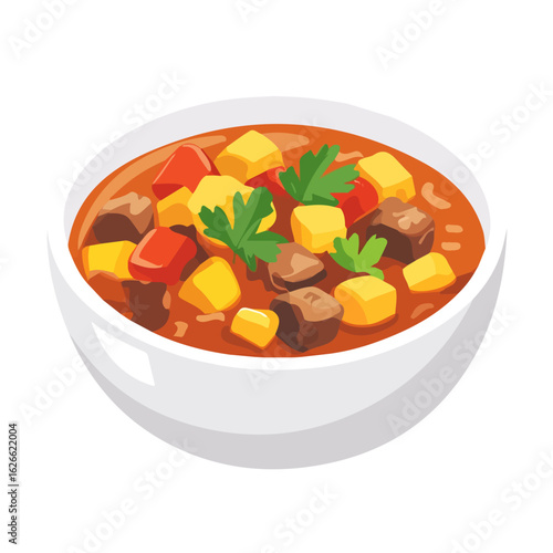 Minimal flat vector of a Goulash, 2D icon-style illustration on white background