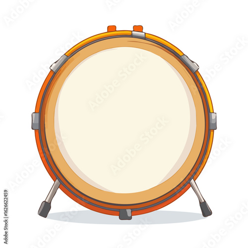 Flat 2D Orchestral Bass Drum illustration, vector graphic in icon style, on white background