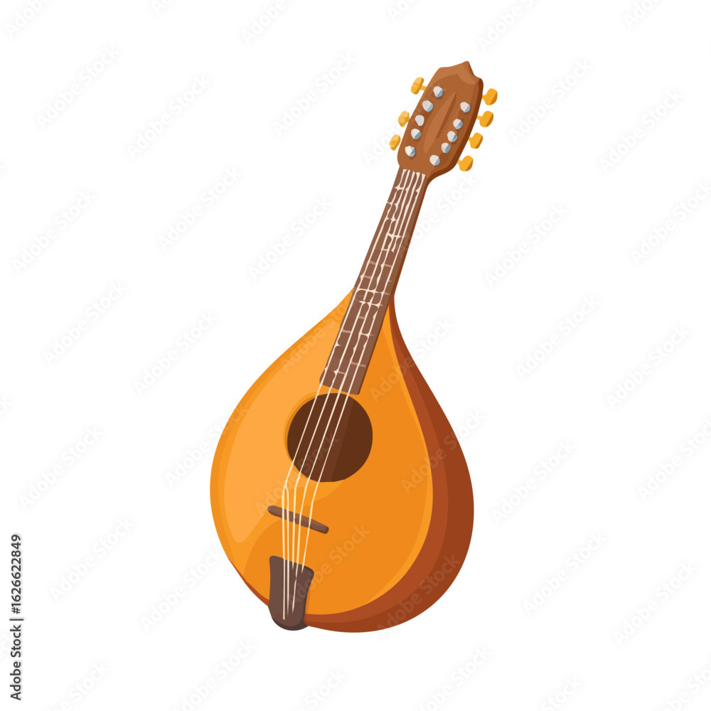 Obraz premium 2D flat vector illustration of a Mandolin in icon style, isolated on white background