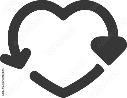 Heart shape with circular arrows icon love care