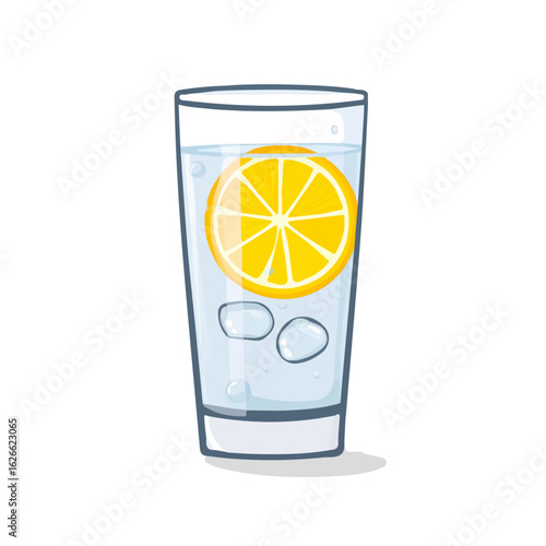 2D flat vector illustration of a Tonic Water in icon style, isolated on white background