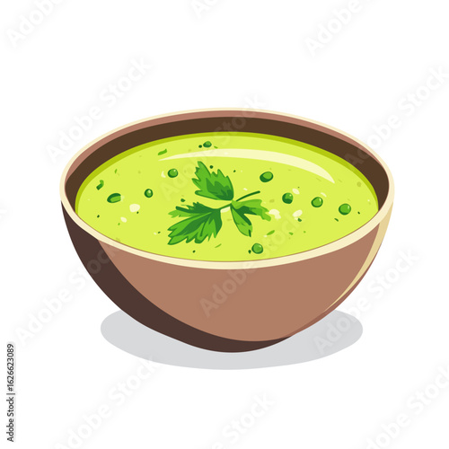 Minimal flat vector of a Pea Soup, 2D icon-style illustration on white background