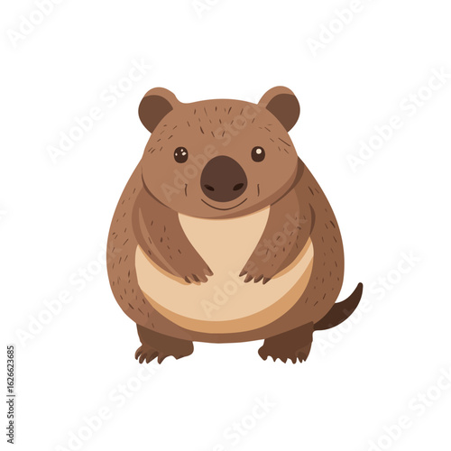 Flat 2D Wombat illustration, vector graphic in icon style, on white background
