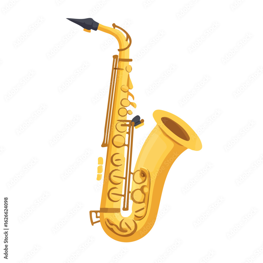 Saxophone Neck Screw, flat style 2D vector image, isolated on a white background