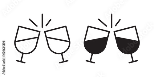 Wine toast icon, outline style icon for web site or mobile app, vector graphics