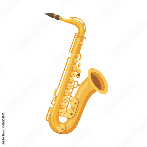 Saxophone Neck Screw, flat style 2D vector image, isolated on a white background
