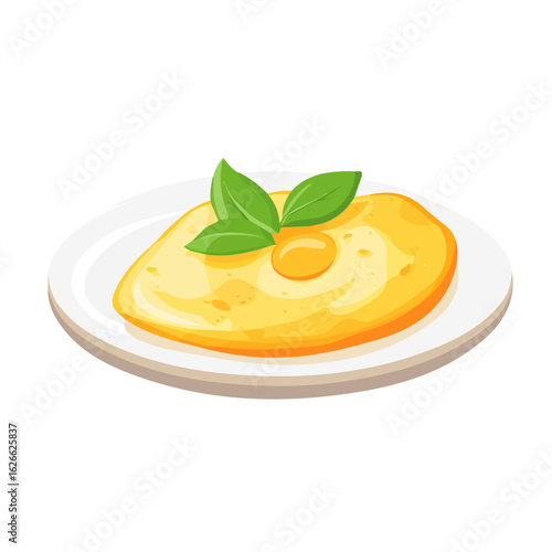 Omelette, flat style 2D vector image, isolated on a white background