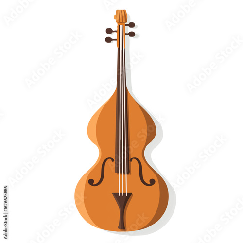 Flat 2D String Bass Bridge illustration, vector graphic in icon style, on white background