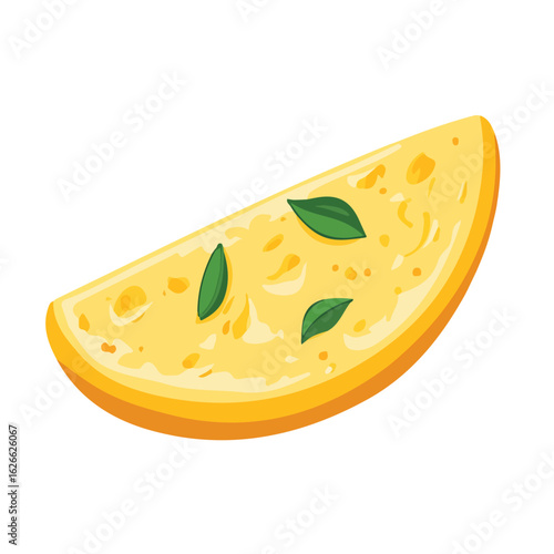 Omelette, flat style 2D vector image, isolated on a white background