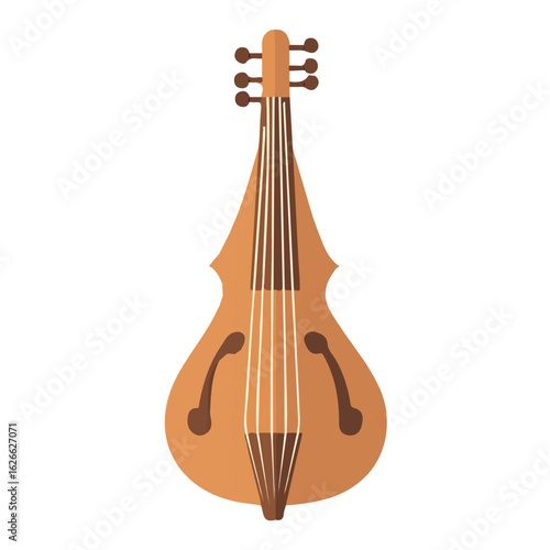 Minimal flat vector of a String Bass Bridge, 2D icon-style illustration on white background