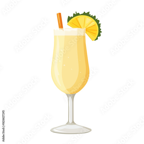 Pina Colada, flat style 2D vector image, isolated on a white background