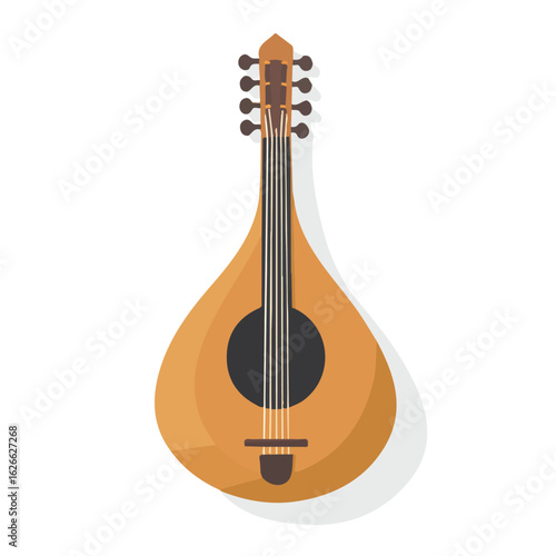 Minimal flat vector of a Oud, 2D icon-style illustration on white background