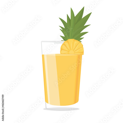 Minimal flat vector of a Pineapple Juice, 2D icon-style illustration on white background