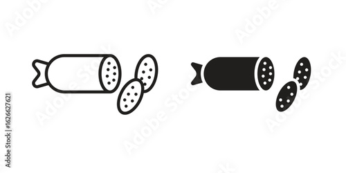 Salami icon, outline style icon for web site or mobile app, vector graphics