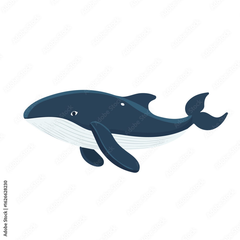 Obraz premium 2D flat vector illustration of a Whale in icon style, isolated on white background
