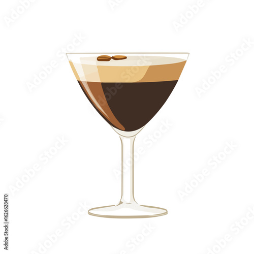 Minimal flat vector of a Espresso Martini, 2D icon-style illustration on white background