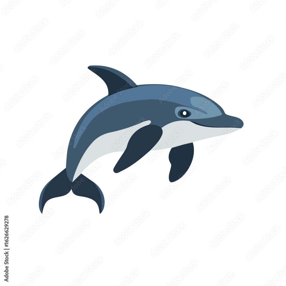 Fototapeta premium Flat 2D Porpoise illustration, vector graphic in icon style, on white background