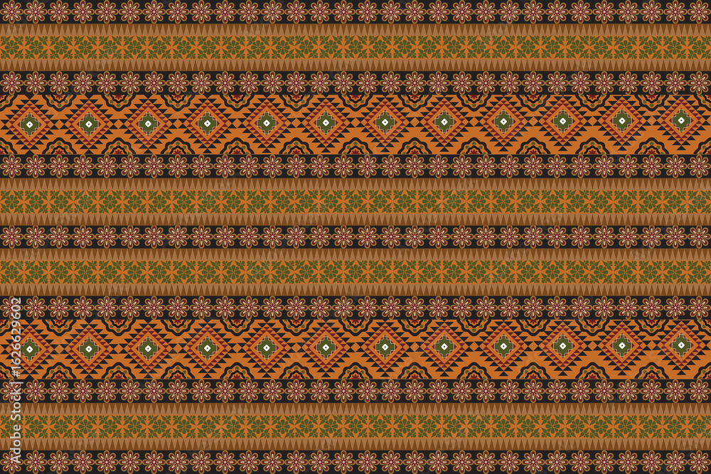 Fototapeta premium Ikat abstract ethnic art seamless pattern Mexican style wallpaper, set, geometric, oriental, fabric, clothing, print, ornament, Aztec geometric, furniture