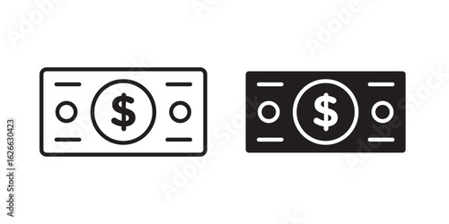 Money icon, outline style icon for web site or mobile app, vector graphics