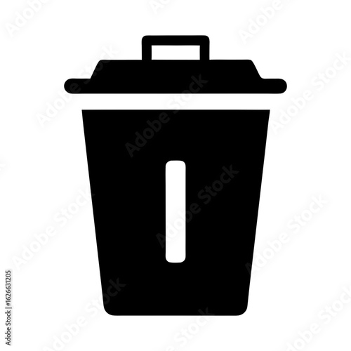 Trash can icon in minimal style with lid and handle for recycling and waste visuals