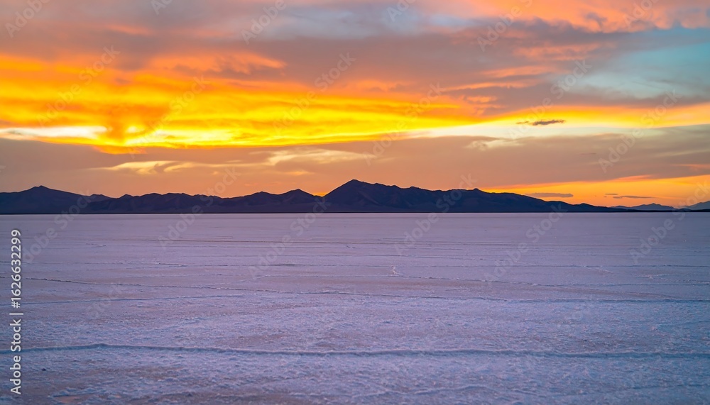 Obraz premium Sunset over a vast salt flat
