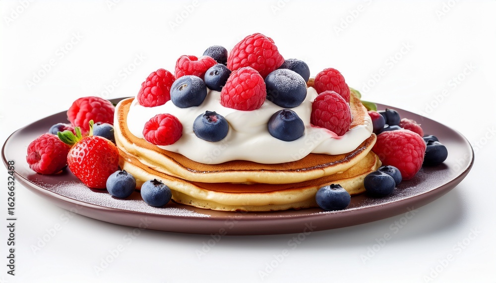 berry cream pancakes on a isolated white background berry cream pancakes on a isolated white background