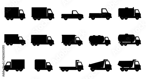set of trucks silhouettes