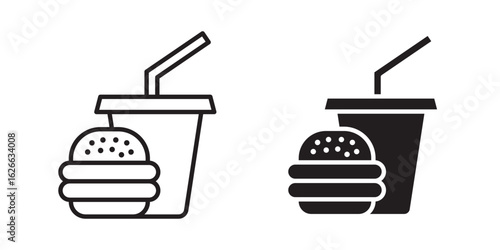 Fast food icon, outline style icon for web site or mobile app, vector graphics
