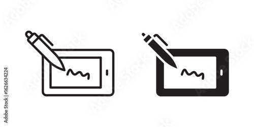 Electronic signature icon, outline style icon for web site or mobile app, vector graphics