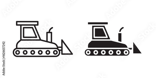 Bulldozer icon, outline style icon for web site or mobile app, vector graphics
