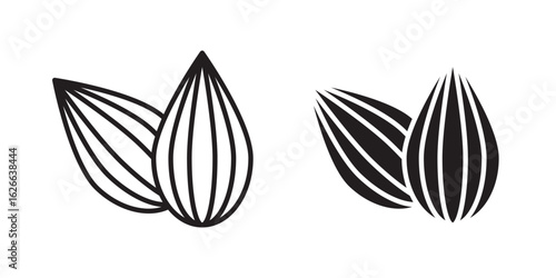 Almond icon, outline style icon for web site or mobile app, vector graphics