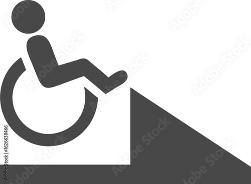 Wheelchair user ascending a ramp icon accessibility