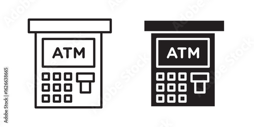 ATM machine icon, outline style icon for web site or mobile app, vector graphics