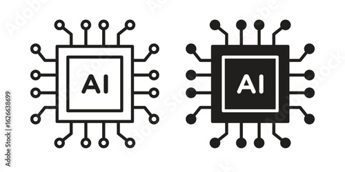 AI icon, outline style icon for web site or mobile app, vector graphics