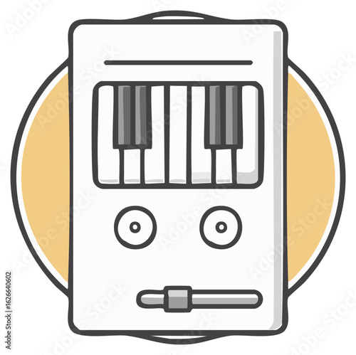 Vector icon of a portable synthesizer with keyboard keys and controls
