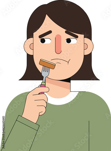 Food Displeasure: Woman with Unappetizing Meal