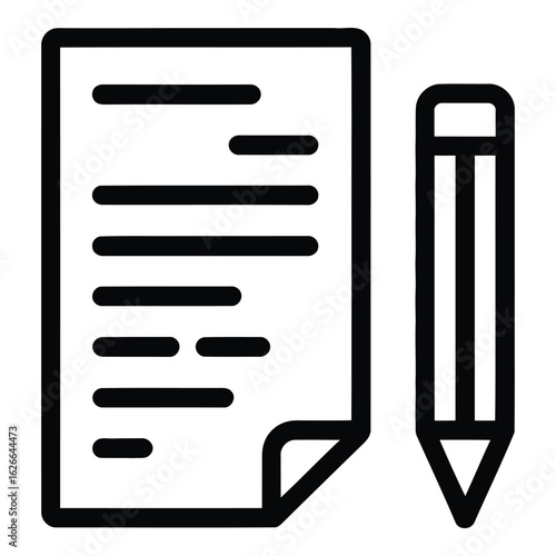 Document and pencil icon on white background