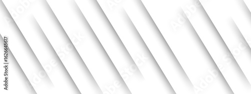Abstract clean white background with diagonal cut-out lines and soft shadows. Minimalist, geometric grayscale color palette, modern elegance. Layered paper, folded surfaces with presentation template
