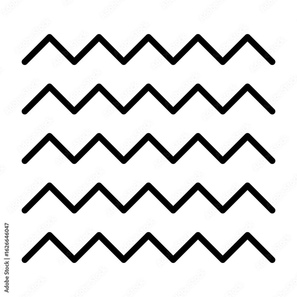 Naklejka premium Simple black zigzag lines repeating horizontally, graphic element