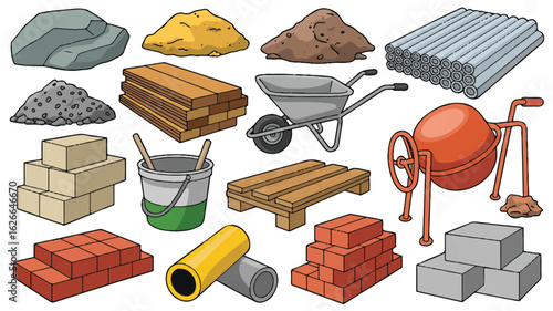 Construction materials and tools collection building