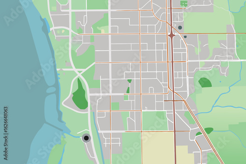Port saint lucie map florida country map Aerial View of a City Grid with Water and Green Spaces city map urban planning