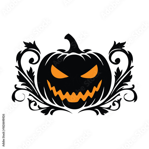 Scary jack o lantern halloween pumpkin silhouette vector